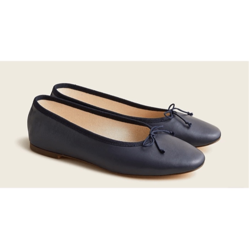 NIB J Crew Zoe ballet flats leather navy blue size 10.5
